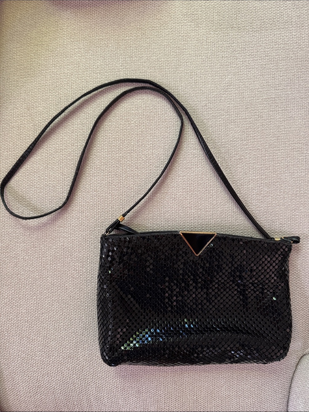 Vintage Black Sequin Crossbody Bag - Sleek Evening Shoulder or Cross Body Bag